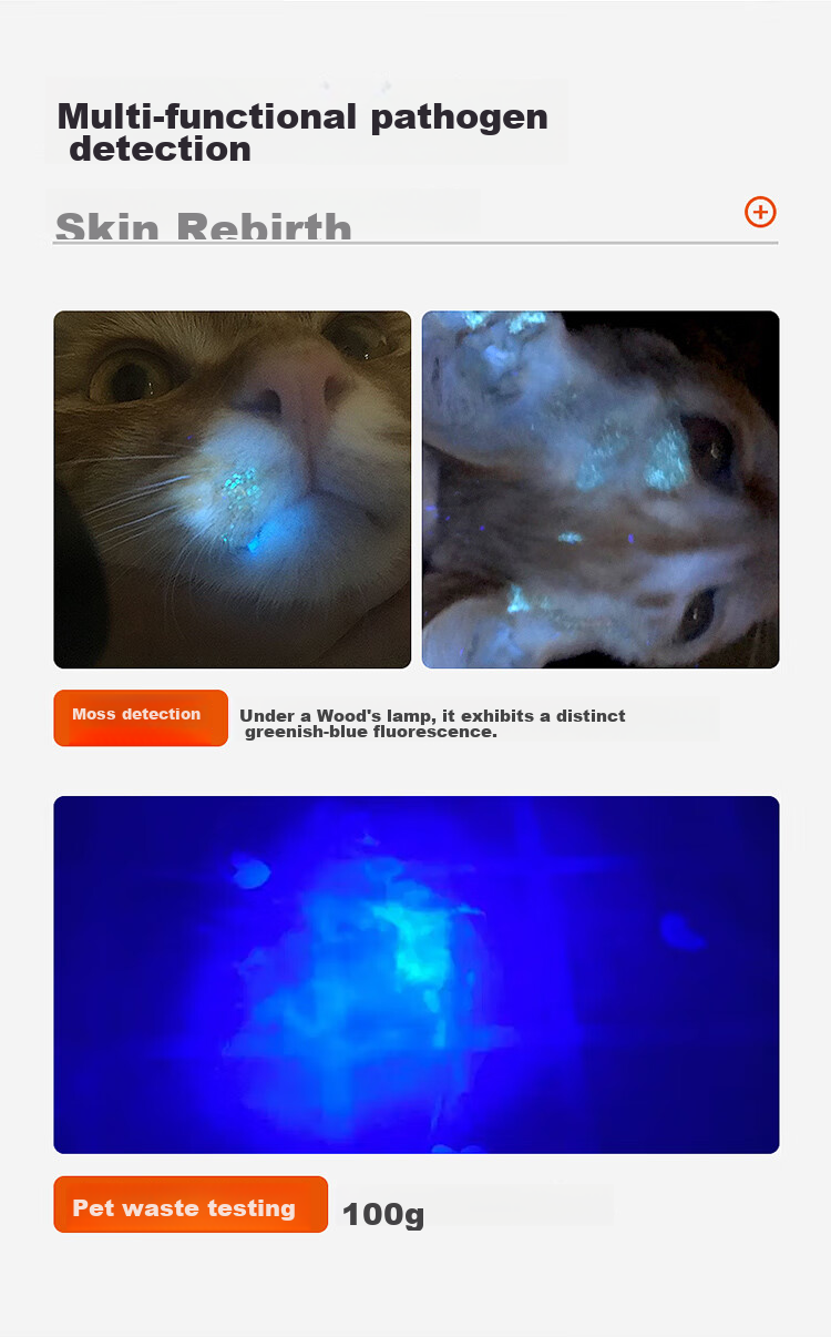 SupFire Cat Ringworm Light Fluorescent Agent Vegetable Detection 365 Ultraviolet Light Rechargeable Flashlight Anti-Counterfeit Currency Detector 7
