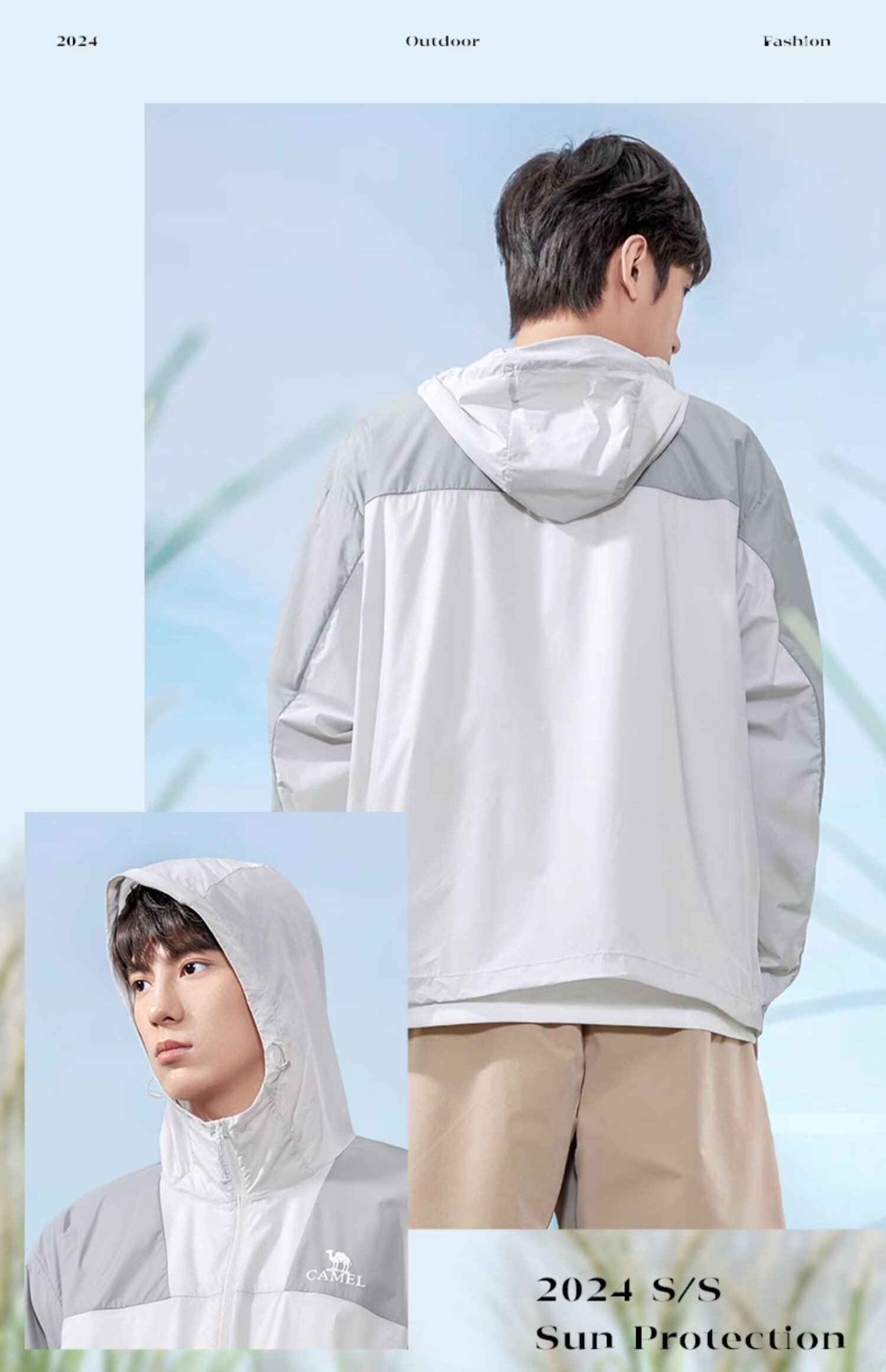 CAMEL Outdoor Sun Protection Clothing, 2024 New Product, Ice-Cool Breathable UV-Resistant Fashion Color Block Sun Protection Garment, O086 2XL 19