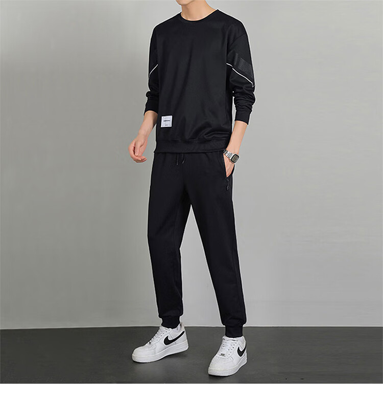 RED DRAGONFLY Men's Sports Casual Comfortable Versatile Simple Crew Neck Sweatshirt and Pants Set Dark Gray XL 9