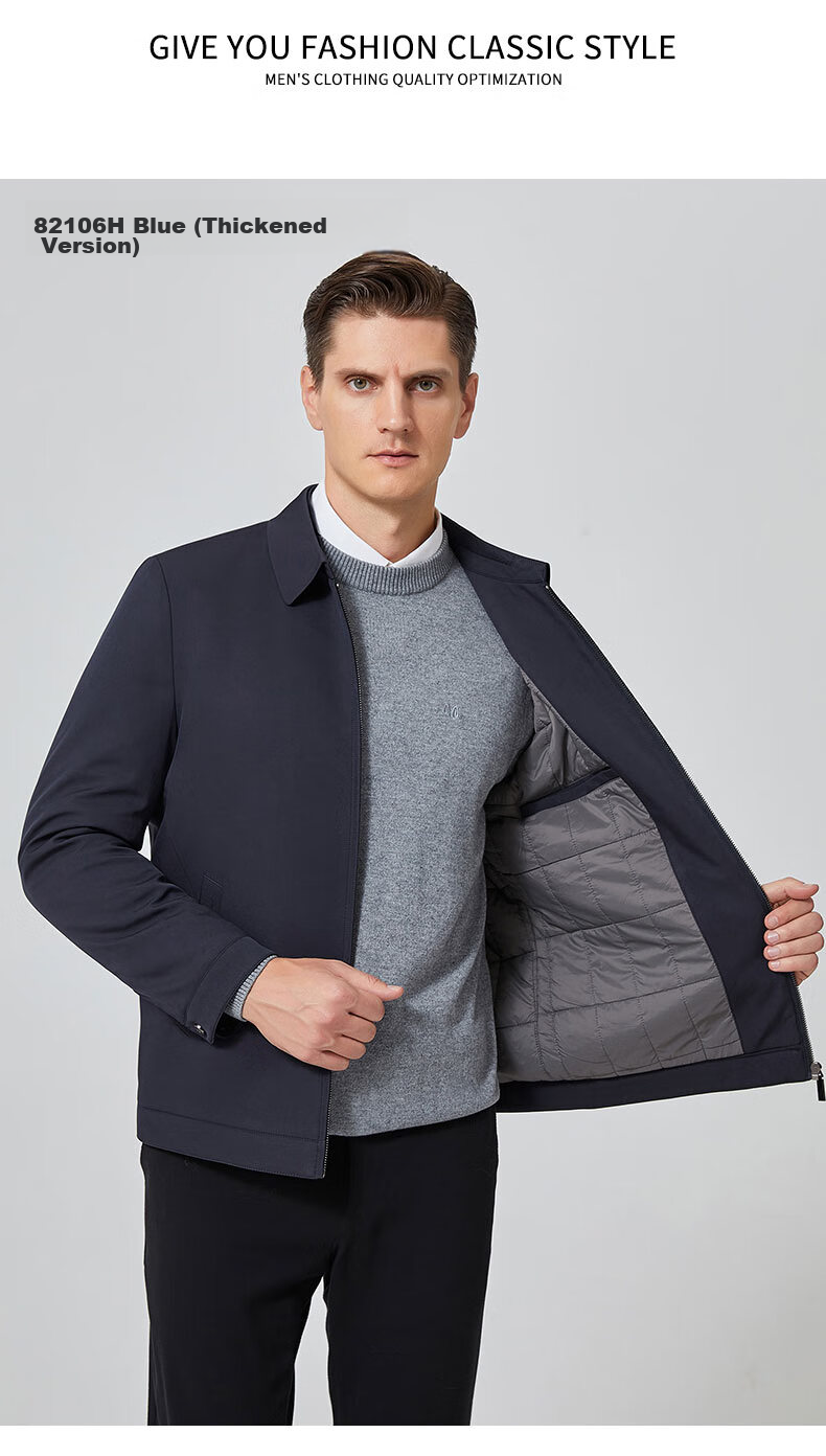 FIRS Jacket for Men, Spring And Autumn, Middle-Aged Men's Business Casual Lapel Coat, Dark Green Lapel, Size 185 21