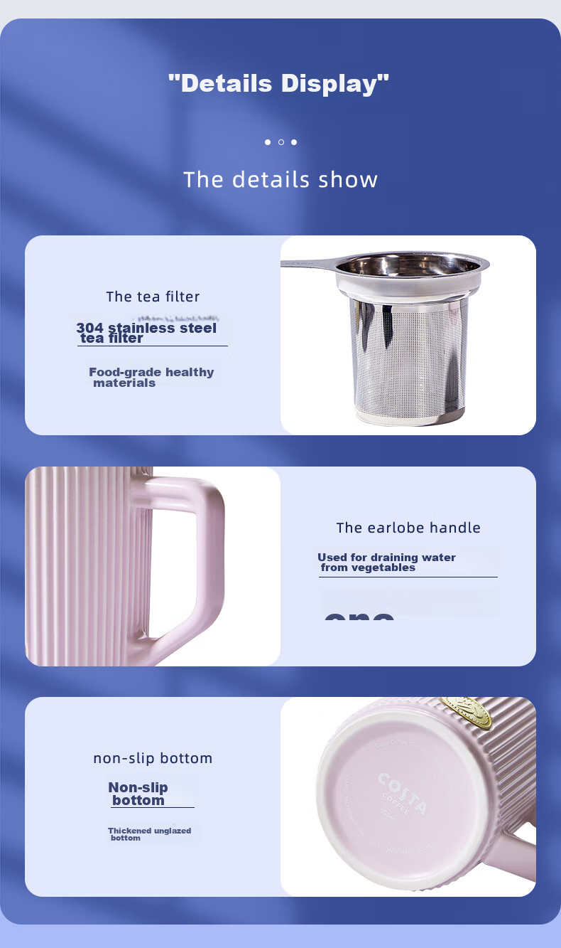 COSTA Desktop Handheld Ceramic Coffee Mug for Men and Women High-Value Office Cup Gift for Girlfriend Holiday Present 9