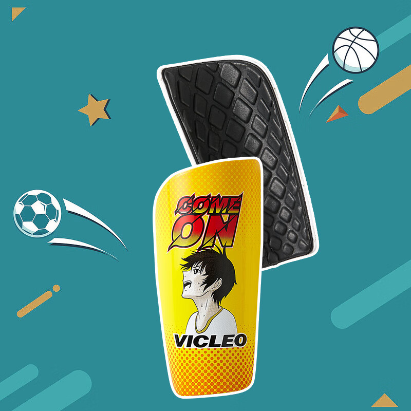 VICLeO Soccer Shin Guards for Children, Youth Football Protective Gear, One Pair, V820217 Yellow S Size