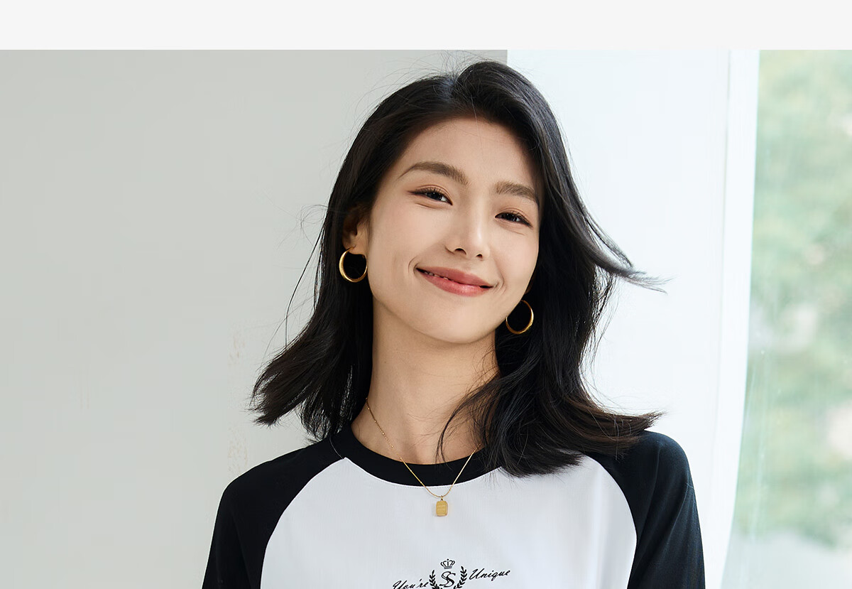 Chushen Spring And Autumn Long-Sleeve T-Shirt for Women, Wilderness Maillard Round Neck Contrasting Color Splicing Simple Loose Base Shirt S143T2022 23