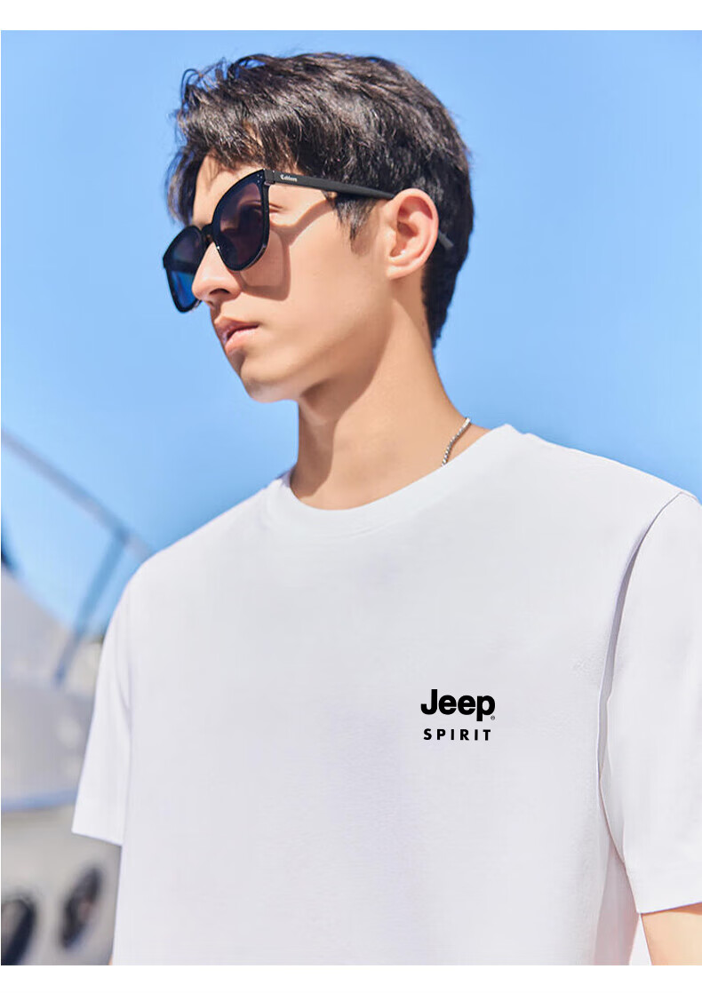 JEEP SPIRIT Short Sleeve T-Shirt for Men, Summer Pure Cotton Breathable Short Sleeve Comfortable Undershirt Outdoor Sports Top, Gray L 10
