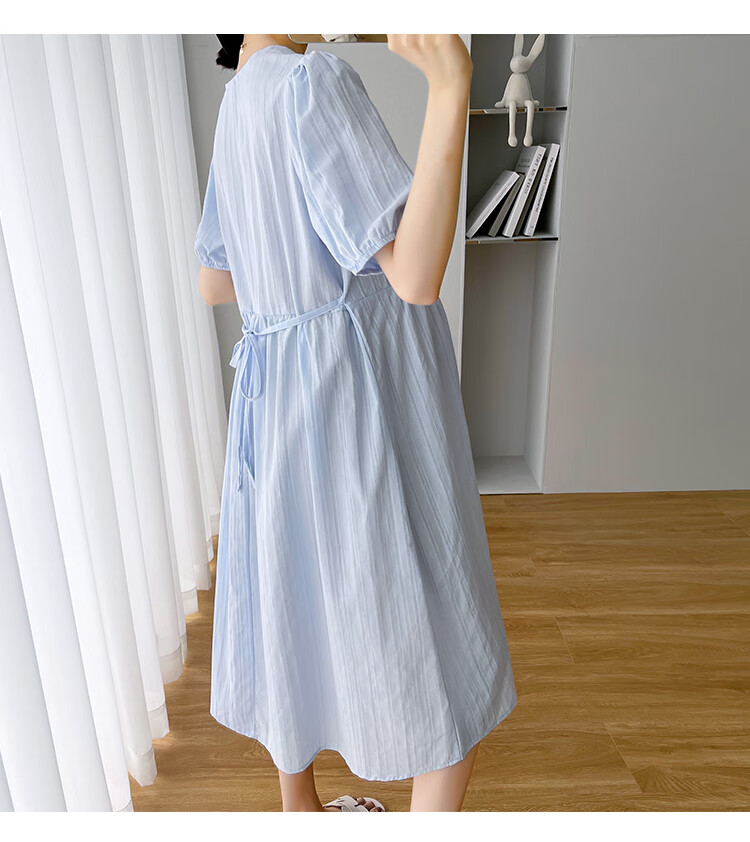 JOYNCLEON Maternity Summer Loose Dress Long Dress Petite Maternity Thin Nursing Blue XXL Jly156270 15