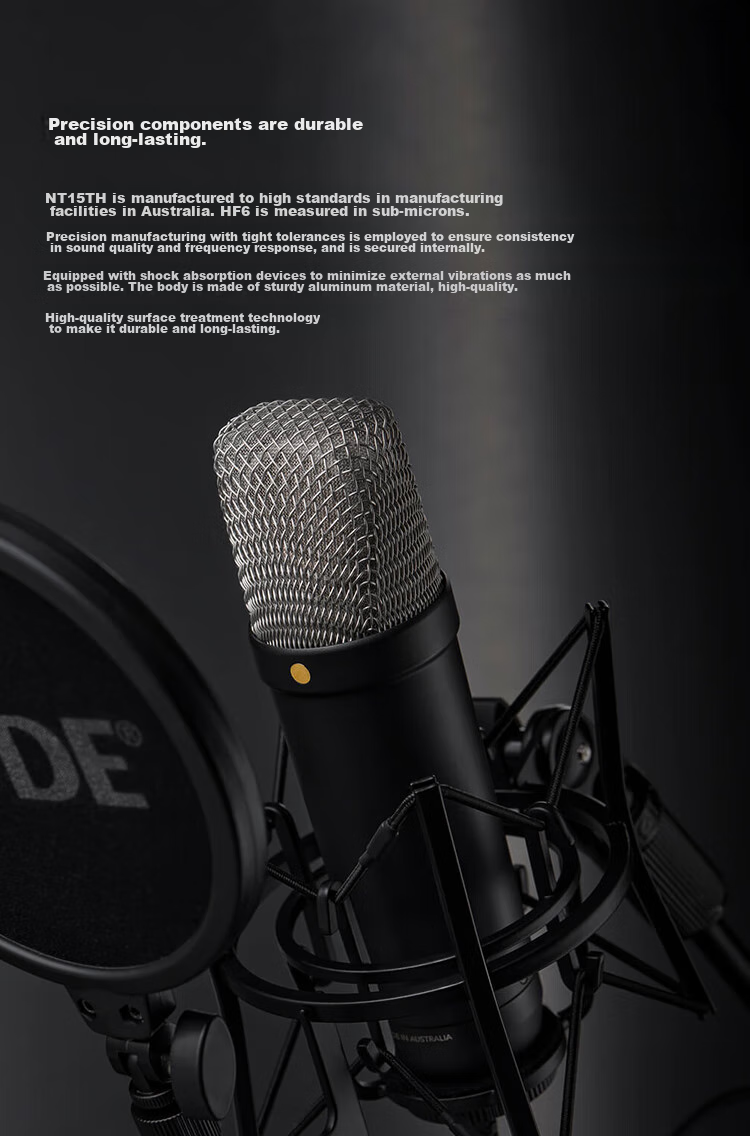 RODE NT1 5th Generation Large Diaphragm Studio Condenser Microphone USB Direct Connection Black (Official Standard) 10
