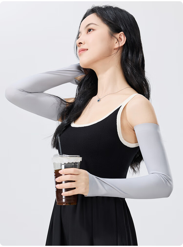 JIUMU Ice Silk Sun Protection Arm Sleeves for Women, Summer Driving Cycling Cooling UV Protection Arm Covers 15
