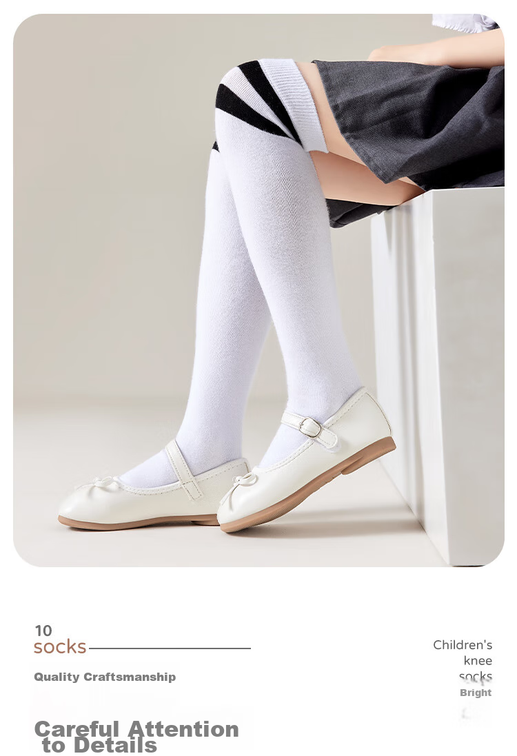 LangSha Children's Socks, Girls' Summer Thin Breathable Over-Knee Socks, Student Sports Soccer Long Socks, 3 Pairs Per Pack 11