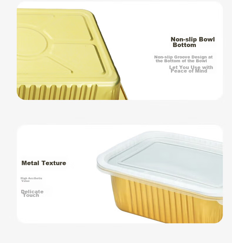Tangzongkuai Disposable Aluminum Foil Takeout Boxes, 930ml*10 Pieces, with Lids, Square Thickened Food Containers for Takeout And Camping 14
