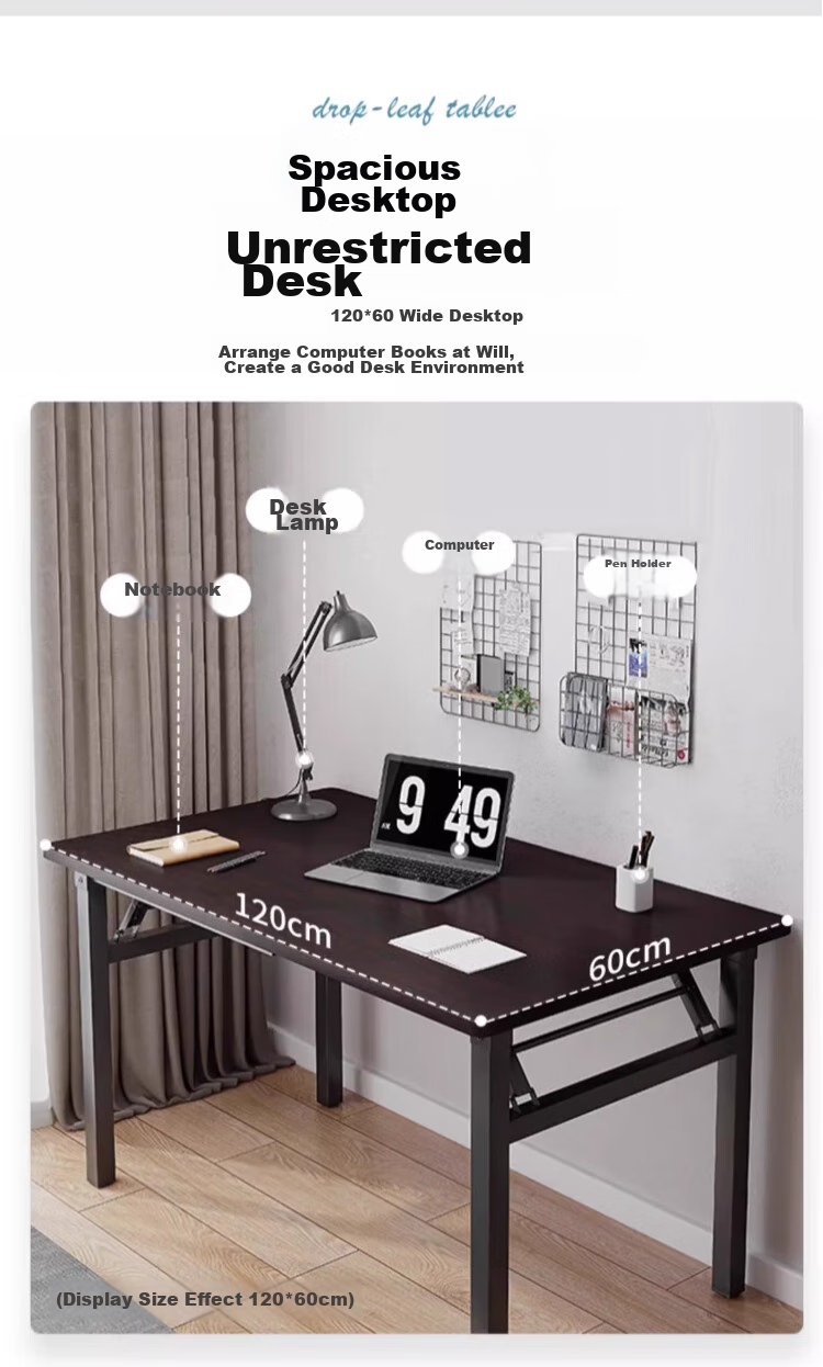 Jingcai Folding Table, Computer Desk, Study Desk, Office Desk, Training Long Table JZ35 Black Walnut 100*50cm 1