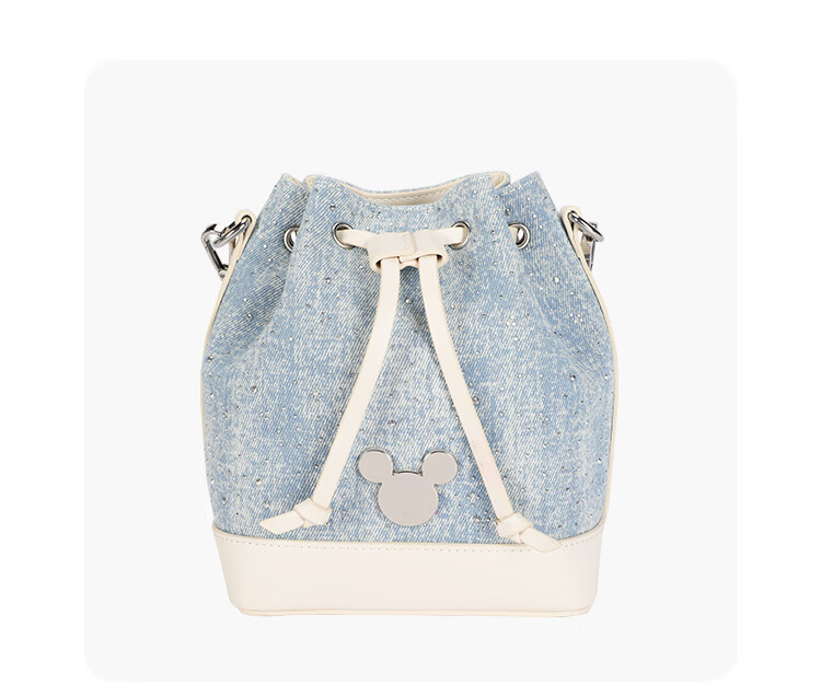 Disney Classic Mickey Women's Shoulder Crossbody Denim Bag Gift Box Dark Denim Mickey Flap Bag 15