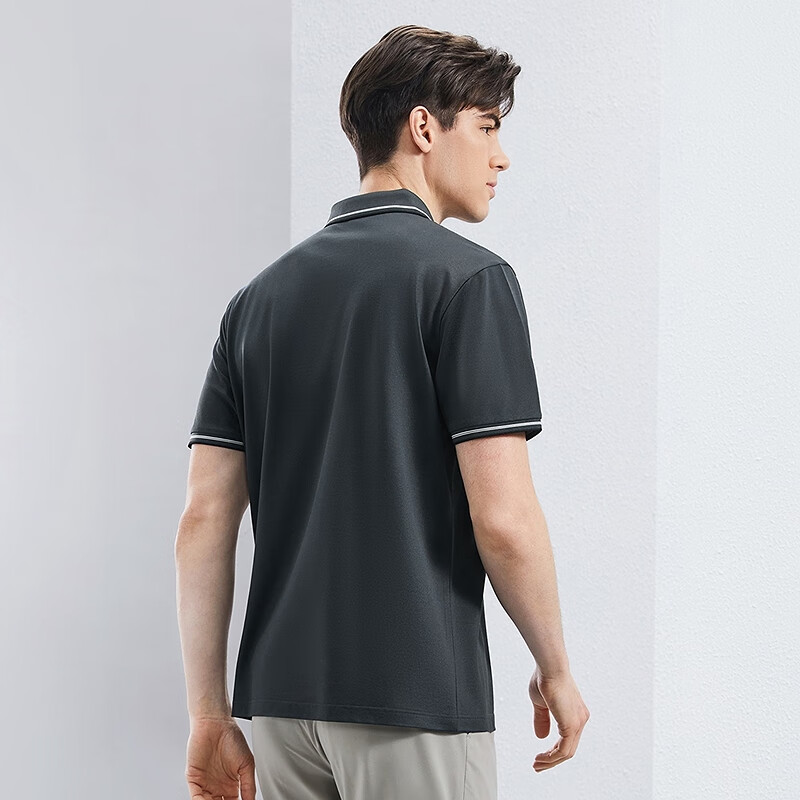 SEVEN [Silk Cotton Blend] Short-Sleeve Polo Shirt with Collar for Men, Spring And Summer Business Casual Men's Top