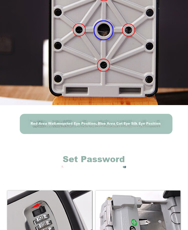 Biaokang Metal Password Key Box, Renovation Peephole Key Management Box, Anti-Theft Key Safe, Outdoor Wall-Mounted Anti-Smashing Key Box 9