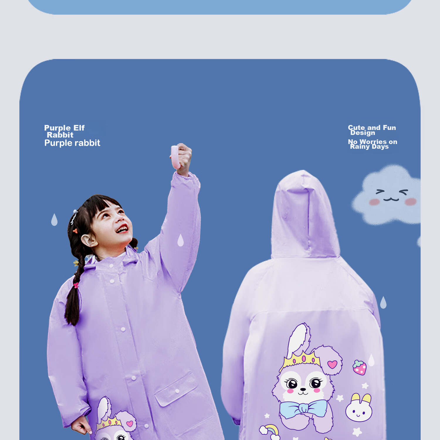 Moremerry Children's Raincoat for Boys And Girls, Full-Body Waterproof with Backpack Space, Elementary School Students' Specialized Rain Poncho, Little Dolphin Design, Size 3XL 25