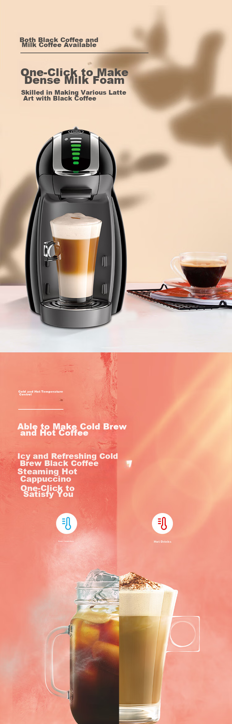DOLCE GUSTO, Nestle, Fully Automatic Portable Capsule Coffee Machine, Genio, Little Penguin Red Capsule Machine, for Home And Office Use 6