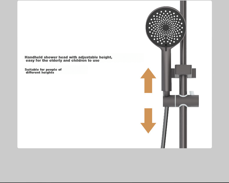 HSPA Shower Set Bathroom Shower Head Three-Piece Gun Gray Piano Key Integrated Sprinkler 5163 11