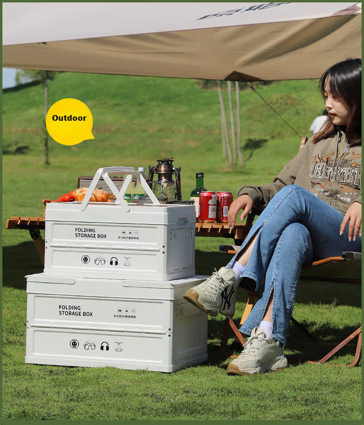 YUECAR Trunk Storage Box, Outdoor Camping Folding Organizer Box, Car Trunk Storage Container with Plastic Lid - Small Size 11