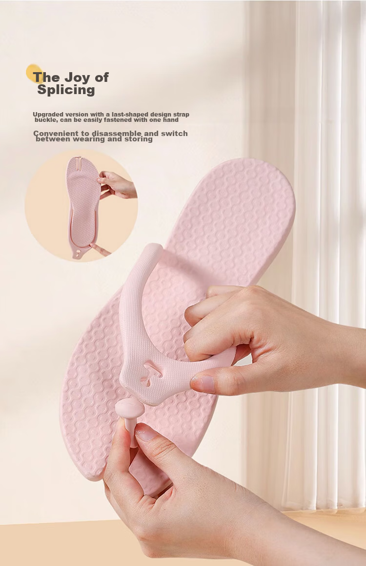 BWNK Foldable Travel Lightweight Non-Slip Portable Flip-Flops for Men And Women, Couples Sandals, Folding Flip-Flops, Gray L 9