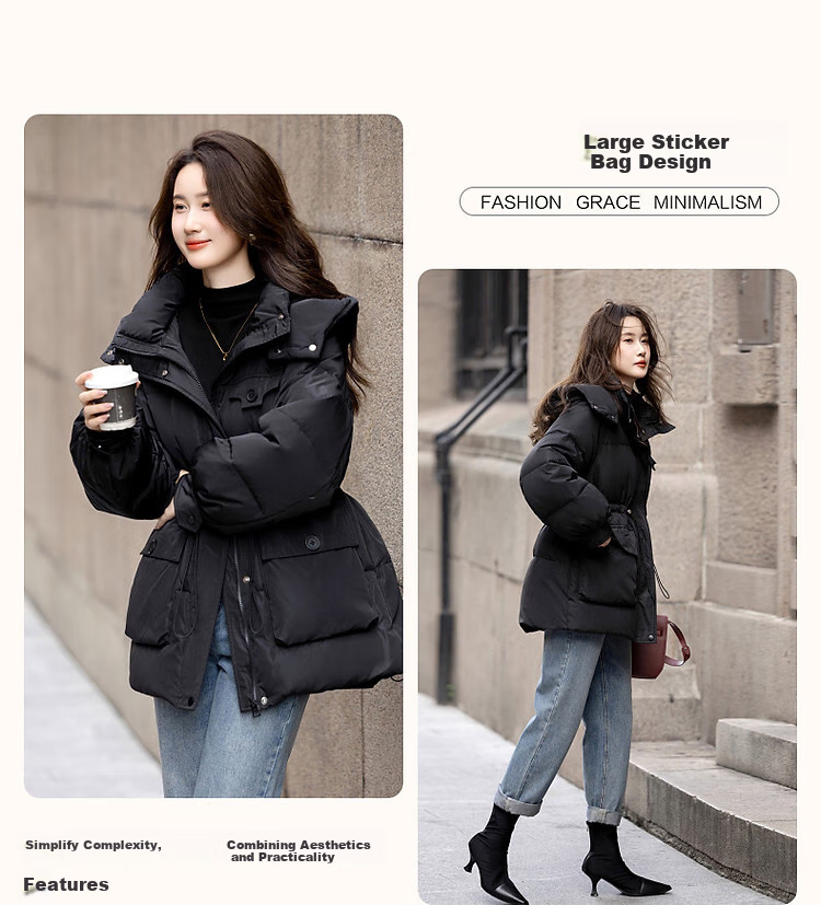 Dme [High-Insulation Battle Robe] Winter Cold-Proof Essential, 90% Duck Down, Adjustable Waist, Large Pockets, Petite Women's down Jacket 5