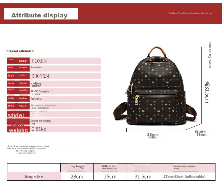 FOXER Women's Backpack, Large Capacity, College Style, School Bag, Sports Travel Bag, Valentine's Day Gift for Wome 11