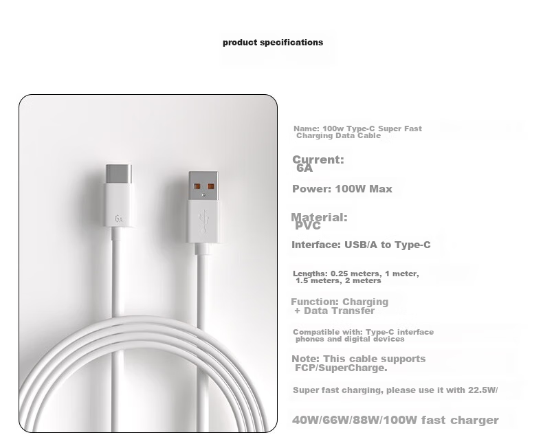Zitai [2-Pack] Type-C Data Cable, 6A/5A Super Fast Charging Cable, 100W/66W, Compatible with Huawei Honor Xiaomi Phones Mate70/60/40/P80, 1.5 Meters 18