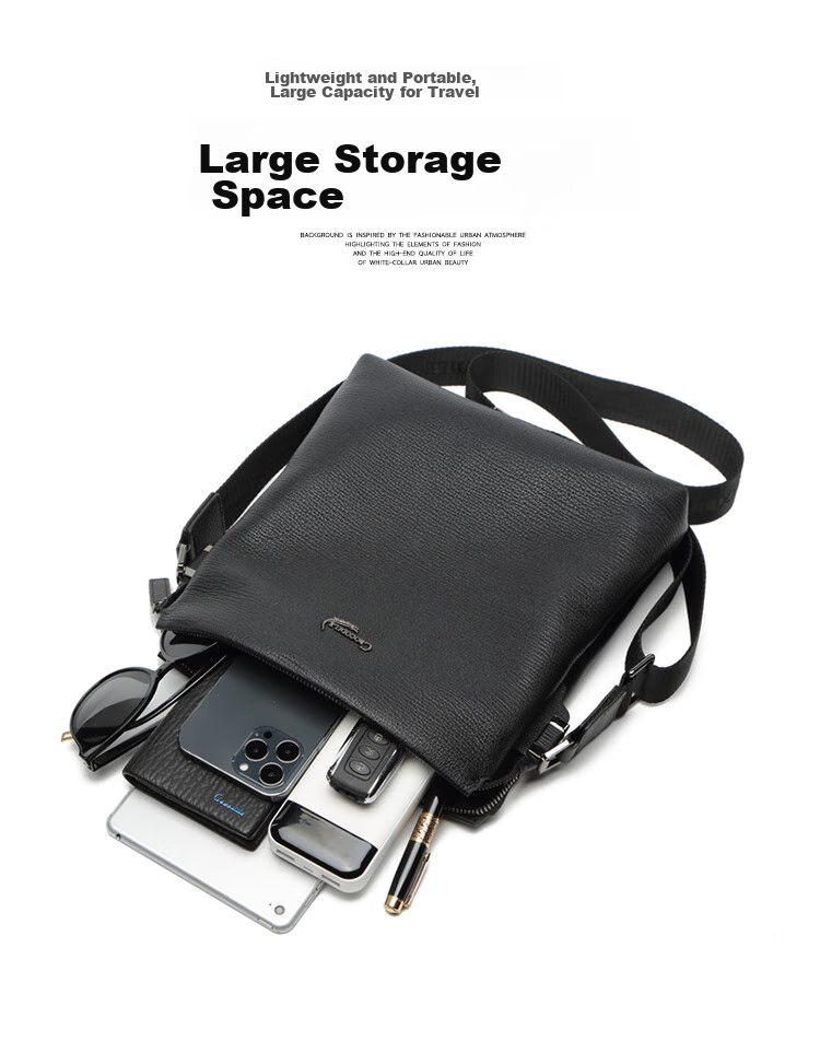 CROCODILE Top-Grain Leather Shark Pattern Shoulder Bag, Men's Business Crossbody Bag, Gift for Boyfriend XT2119 4