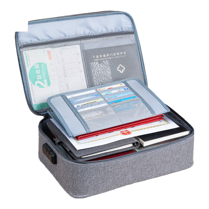 Deli Document Organizer, File Storage And Classification, Large Capacity Handheld with Password Lock, Gray, 63758A