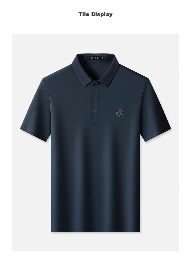 Aidengbao Summer Short-Sleeve Polo Shirt, Fashionable Business Collared Top, T-Shirt Undershirt, Dark Blue, 180/96A(2XL) 6