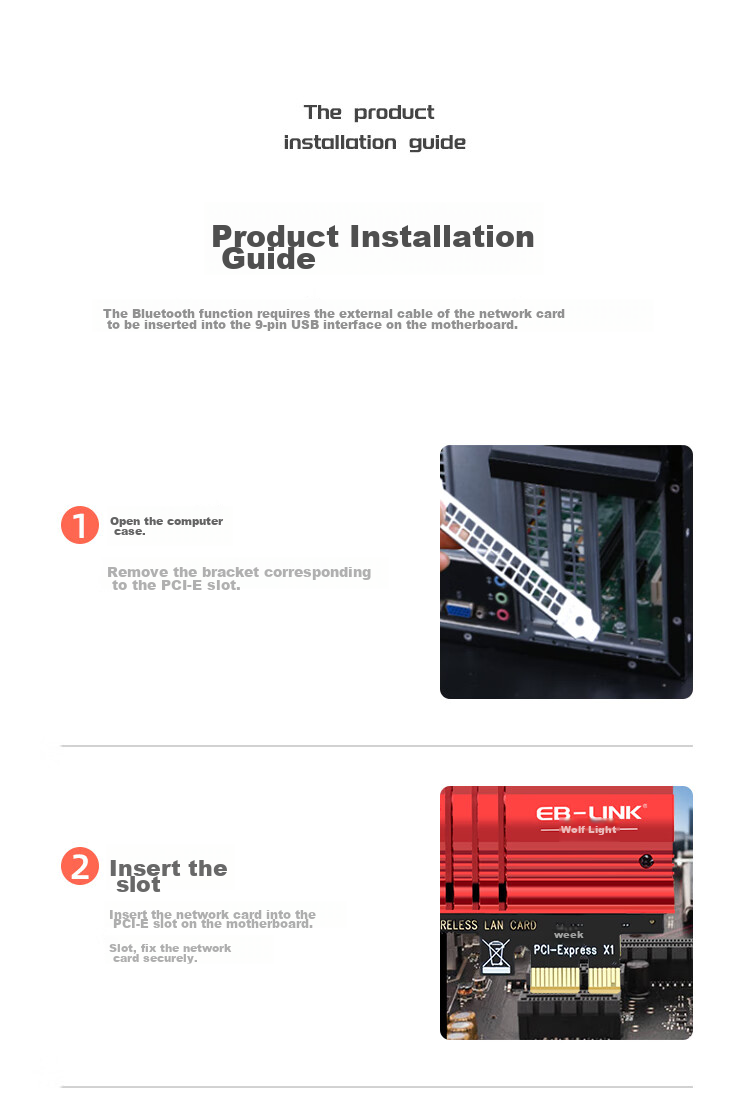 EB-LINK Intel AX210 Chip PCI-E Wireless Network Card, Bluetooth 5.3, Desktop Computer Built-In WiFi 6 Tri-Band, 5374M Gigabit Network Card, PCIE Gaming Desktop Network Card 12