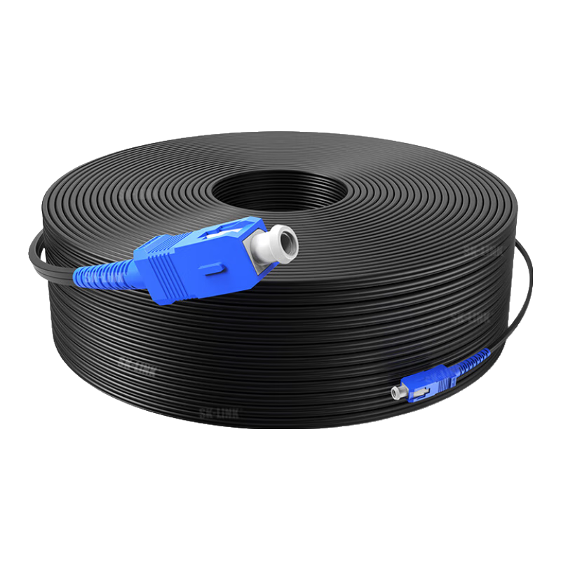SK-LINK Outdoor Single-Mode Single-Core Fiber Optic Patch Cord 1-Core 3-Steel Wire SC-SC Fiber Optic Cable Drop Cable Low Smoke Halogen-Free 300m SWGLSM-300M(SC)