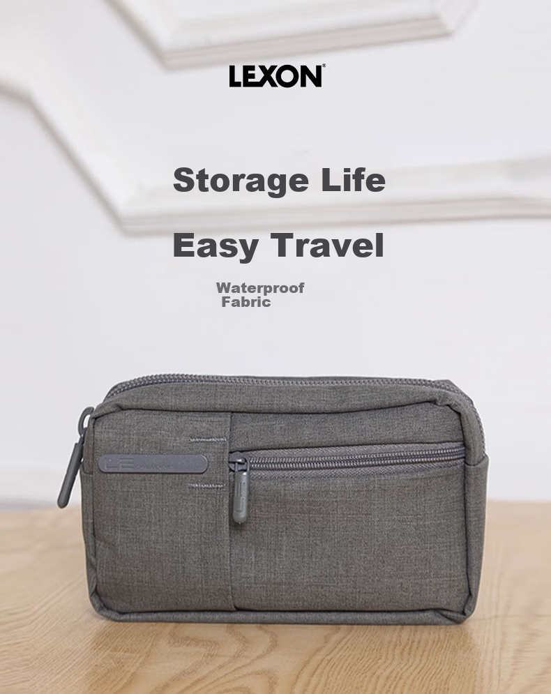 LEXON Cable Storage Pouch, Multifunctional Charging Cord Digital Accessory Bag, Hard Drive Charging Pouch, Storage Bag, 0671 Light Gray 1