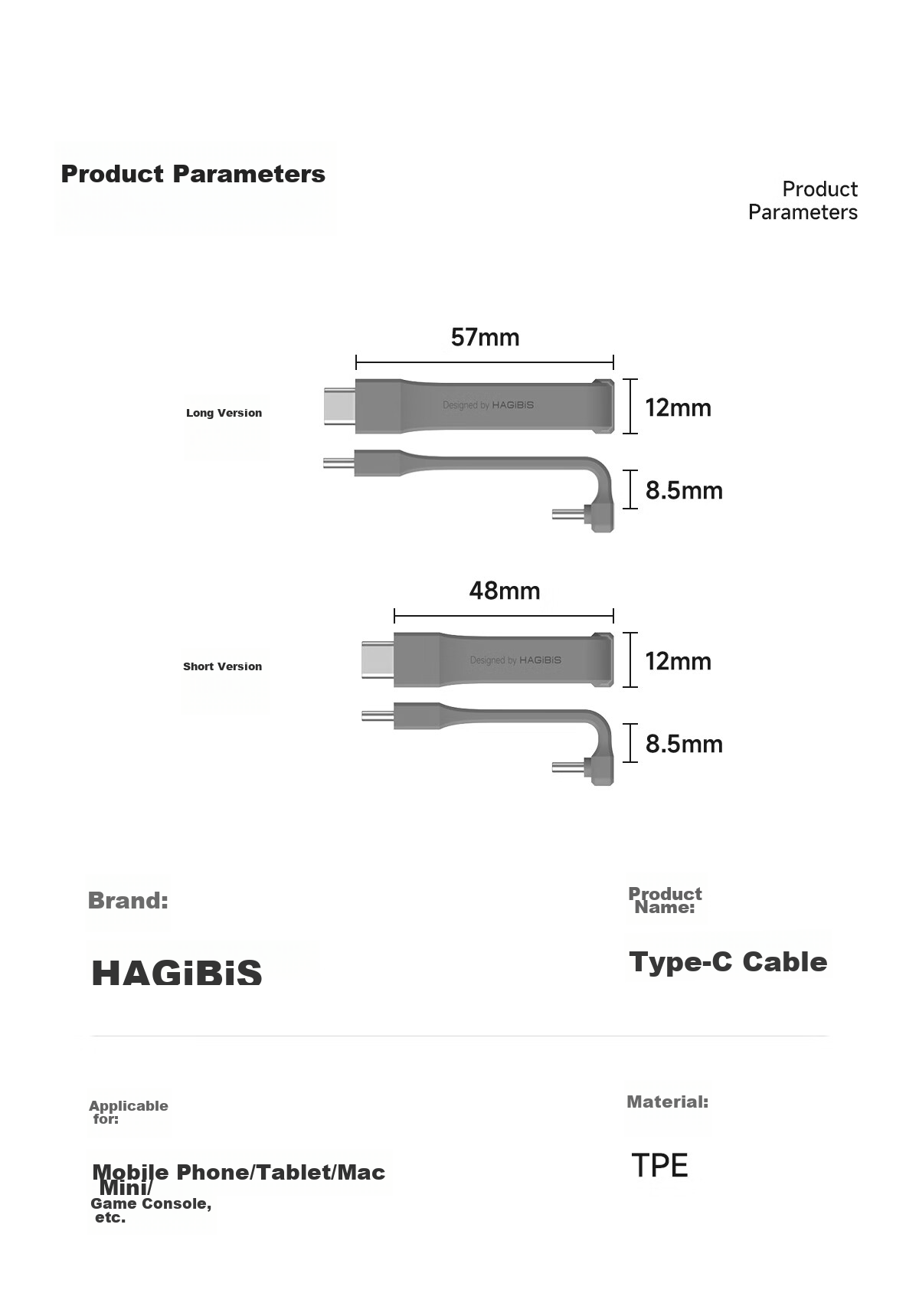 Hagibis Type-C Bent Short Cable, USB4 Full-Function Data Cable, Hard Drive Enclosure Ctoc Connection, Phone Charger Fast Charging Cable, PD240W Thunderbolt 4 Docking Station, Suitable for IPhone 17 14