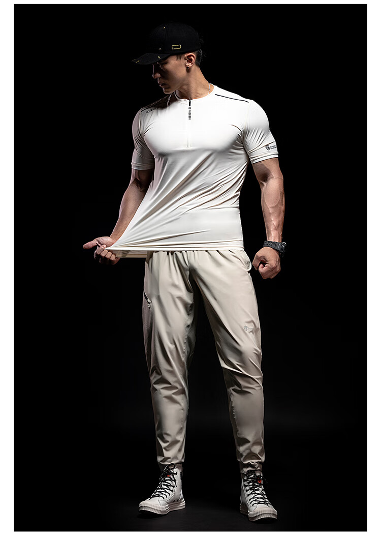 Monster Guardians Men's Sports Pants, Lightweight Breathable Slim-Fit Casual Trousers for Outdoor Running Training High-Elastic Ankle-Tied Pants, Black, L 4