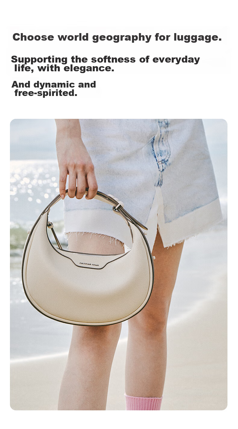 AMAZING SONG Half-Moon Bag, Small Size, Original High-End Designer Crescent Bag, Cowhide Shoulder Crossbody Underarm Women's Handbag, Birthday Gift 3