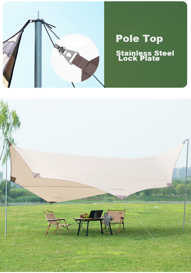 WhitePeak Silver-Coated Hexagonal Sunshade Tent for Outdoor Camping, Sun Protection, Rain Protection, Portable Picnic Tarpauli 14