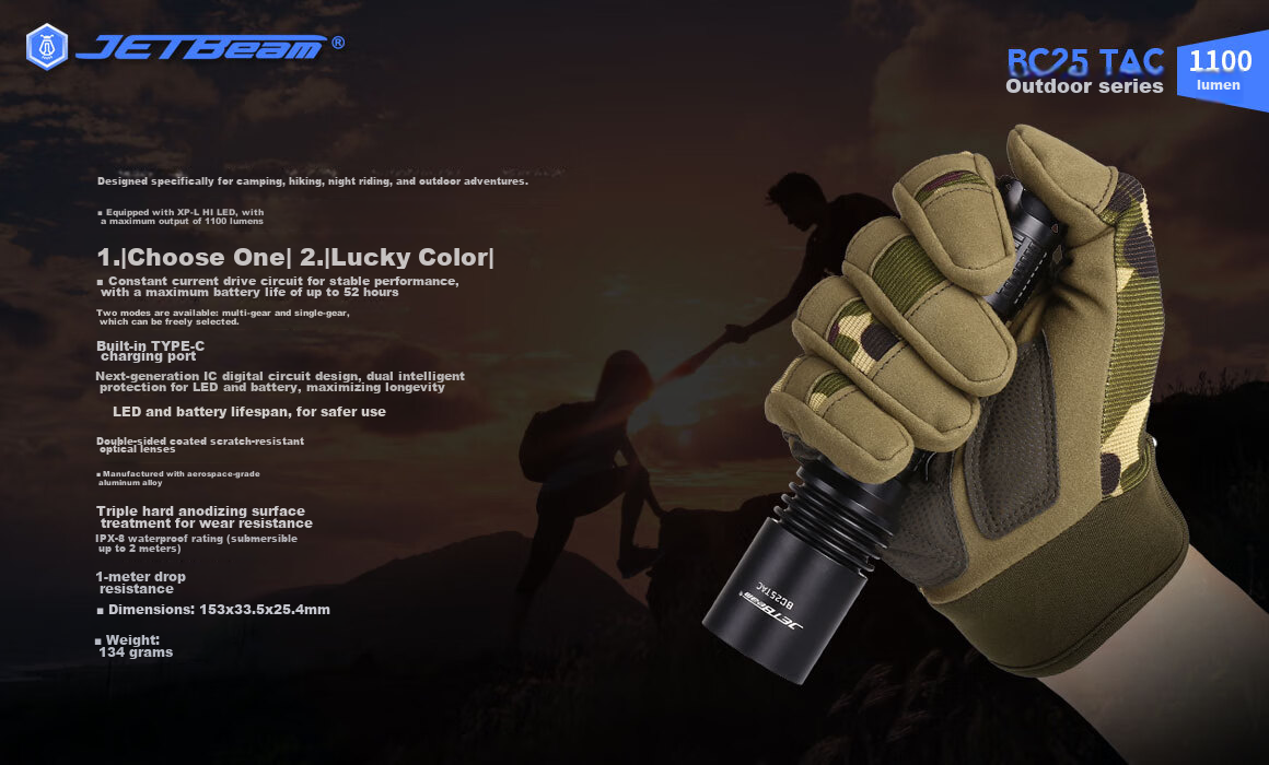 JETBeam BC25TAC High-Intensity Flashlight, Outdoor Bright Long-Range Emergency Camping Light 27
