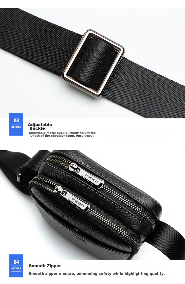 CROCODILE Youth Men's Handbag, Top-Layer Cowhide Leather Fashion Phone Bag, Men's Crossbody Shoulder Bag, Gift for Boyfriend XT9601 16