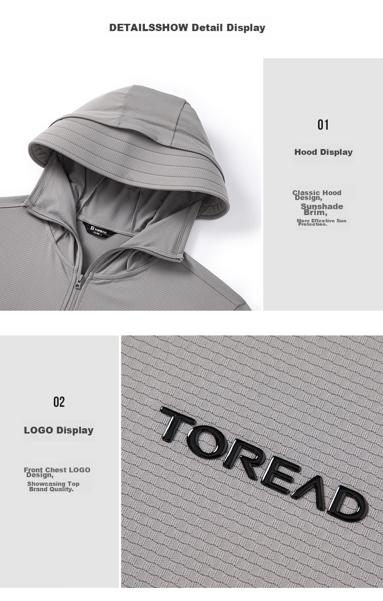 TOREAD Sun Protection Clothing, Spring And Summer Men's Outdoor Breathable UV-Resistant UPF50+, Knitted Skin Coat, TAZZBM81832 28