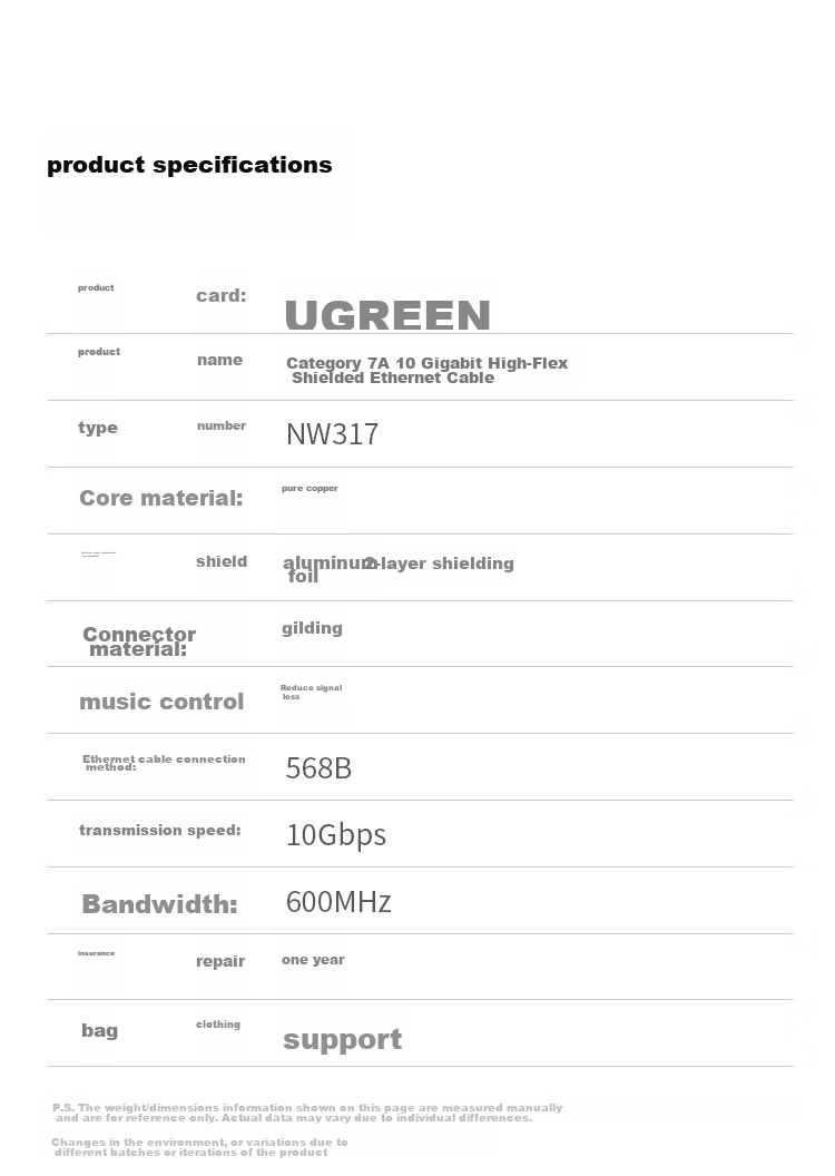 UGREEN Cat7 Ethernet Cable, 10 Gigabit Network Connection Cable, Category 7 Broadband Computer Gaming Competition 8-Core Shielded Monitoring Pure Copper Twisted Pair Network Patch Cable, 1 Meter 80421 12