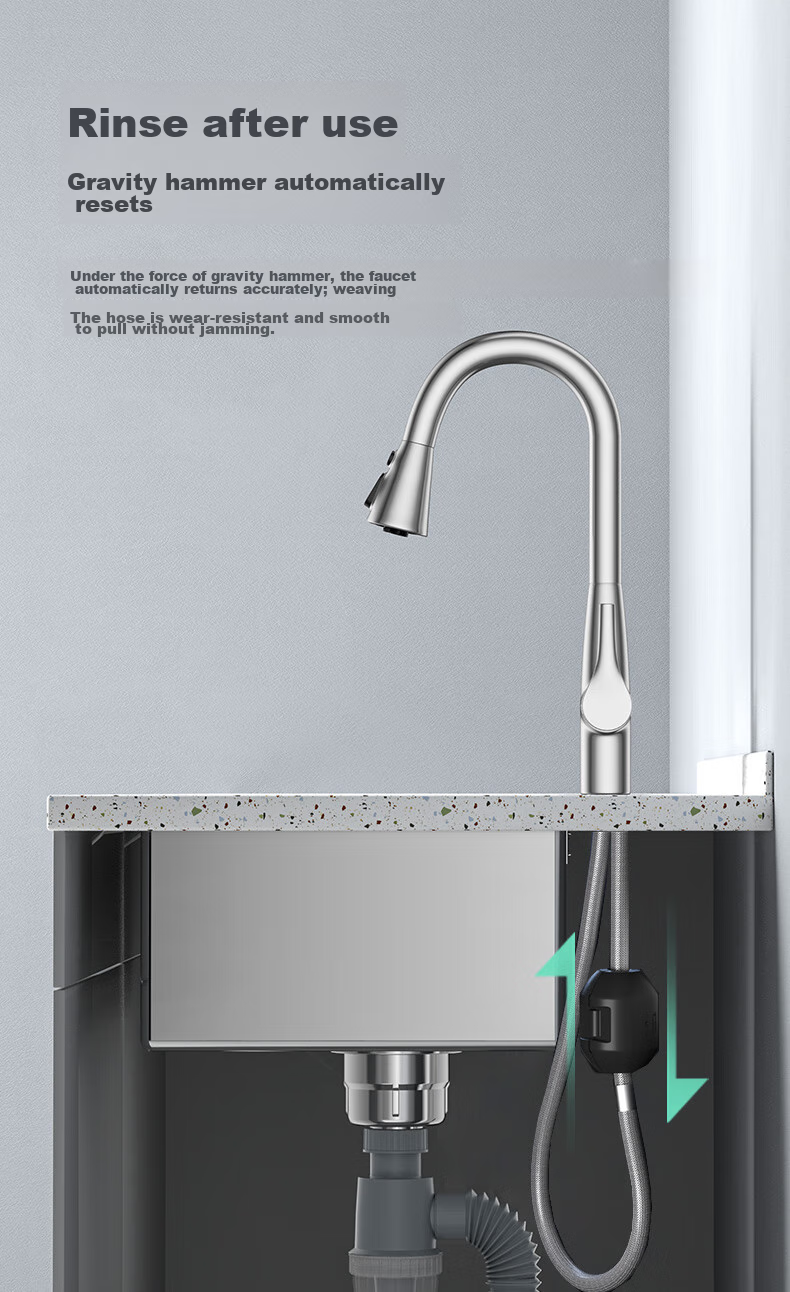 JOMOO Faucet Kitchen Sink Cold And Hot Pull-Out Four-Function Flying Rain Waterfall Sink Faucet 33229 13