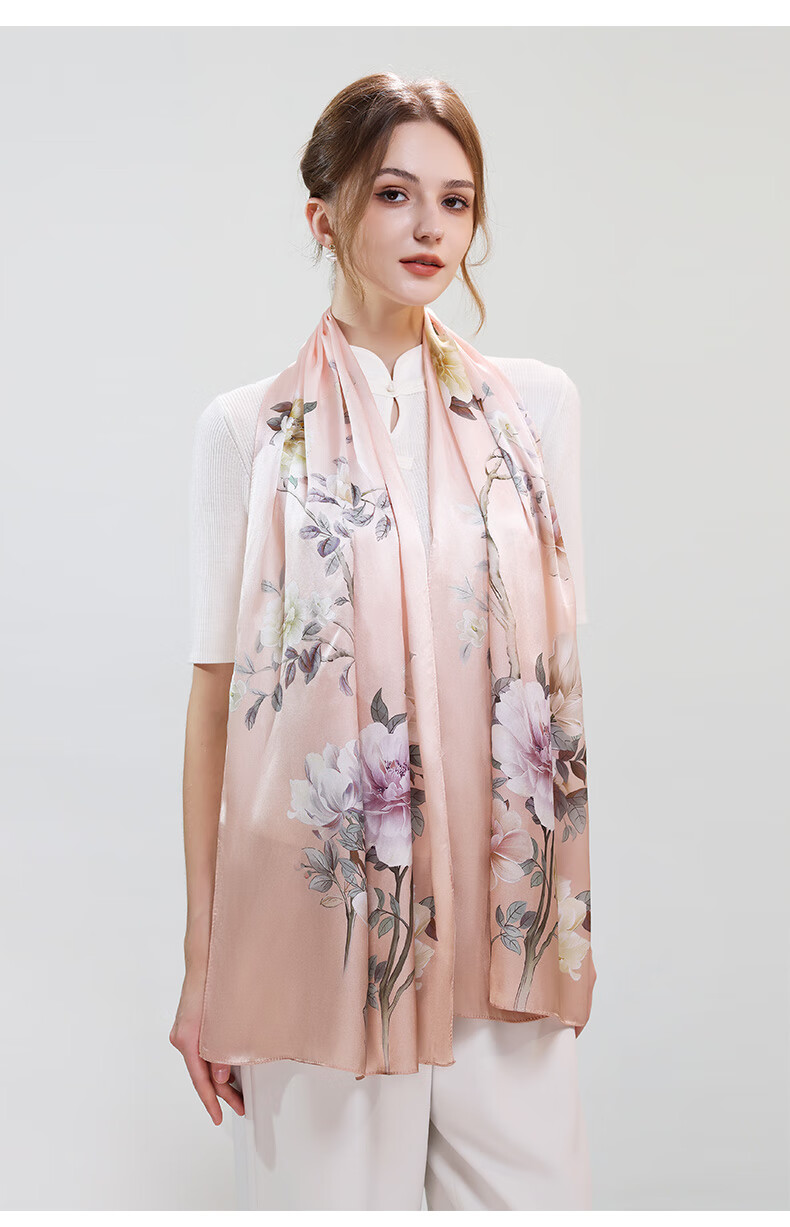 Hangsilu Silk Scarf for Women, Chinese Style Mulberry Silk Shawl Wrap, Elegant Practical Birthday Gift for Wife Or Mother 15