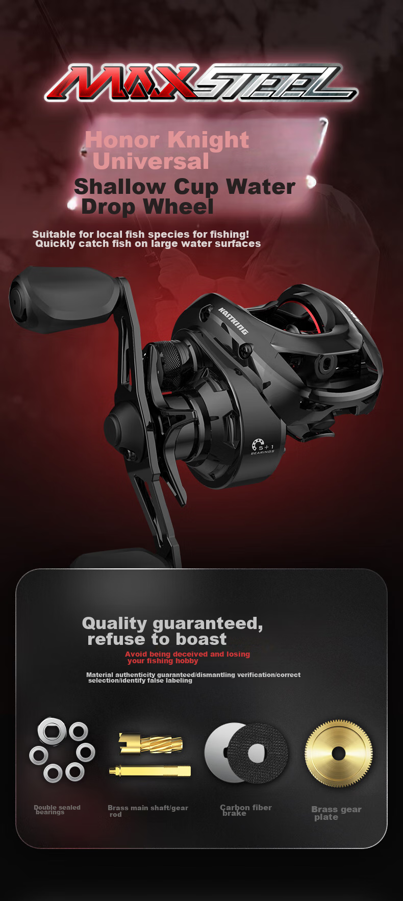 KastKing Glory Knight Baitcasting Reel, Magnetic Brake Fishing Line Reel, Long-Casting Anti-Pop-Up Reel for Bass And Snakehead Fish 1