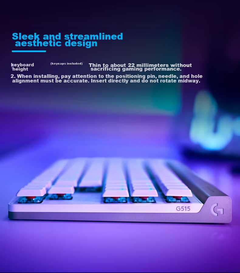 G Falcon Series G515 LIGHTSPEED TKL Low-Profile Wireless Gaming Keyboard, 87-Key Layout, Triangular/PUBG White - T Key (Similar to Brown Switches) 3