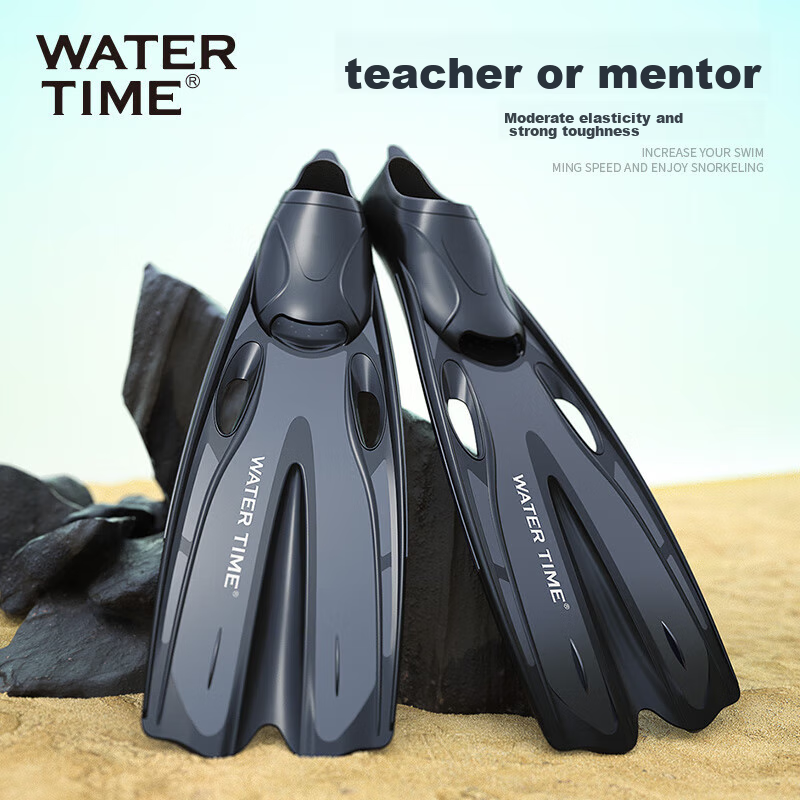 WATERTIME / Shuichuan Men's And Women's Adult Professional Snorkeling Swimming Training Fins, Diving Shoes, Diving Equipment Supplies, Black XS