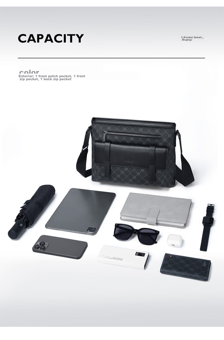 GOLF Shoulder Bag, Men's Crossbody Bag, Large Capacity IPad Pro Phone Bag, Water-Resistant Business Commuter Bag for Me 8