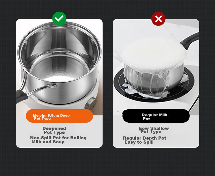 MAXCOOK Milk Pot, 304 Stainless Steel Milk Pot Soup Pot 16cm, Noodle Cooking Milk Baby Food Pot, Thickened Composite Bottom MCN8176 7