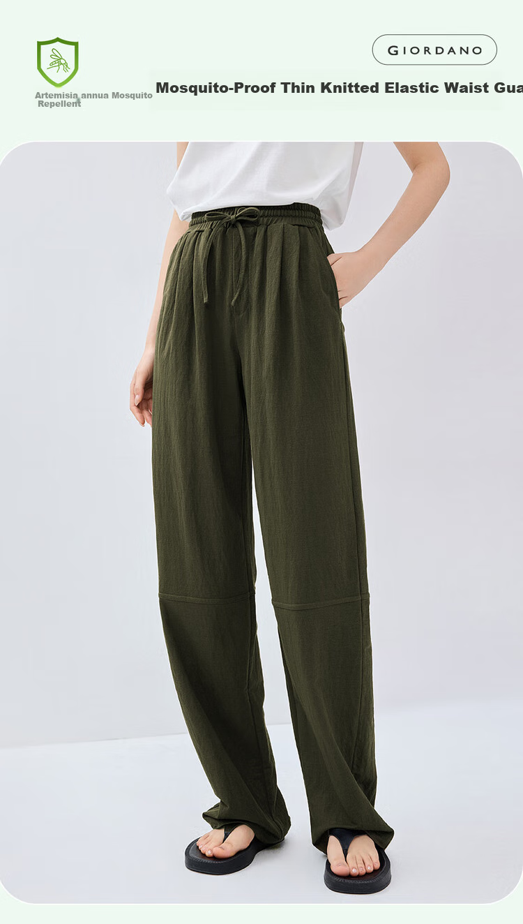 Giordano Outdoor Summer Wear, High-Tech Mosquito-Proof Elastic Waist Drawstring Thin Casual Sweatpants for Women, 05415458 3