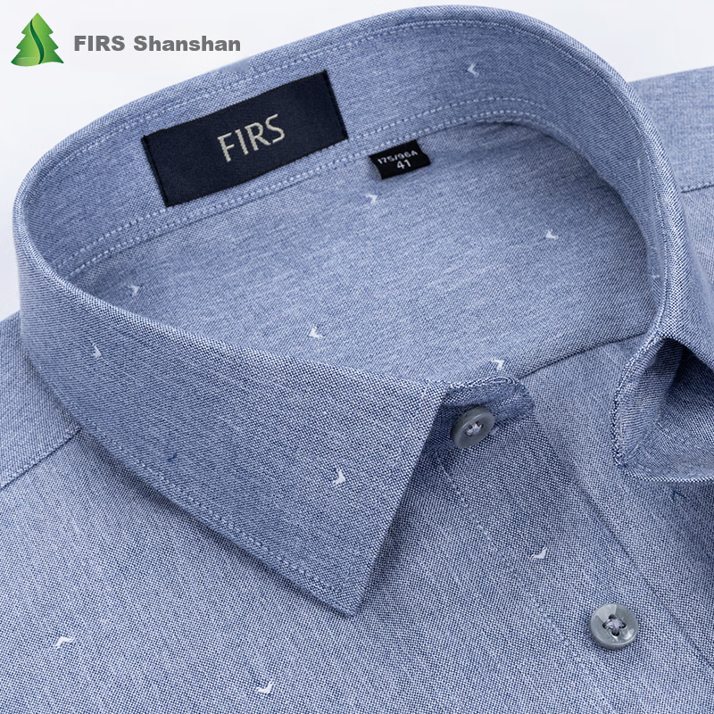 FIRS Long-Sleeve Shirt for Men, Autumn Business Casual Dress Shirt for Young And Middle-Aged Men, Style 7188-1 Gray (Long Sleeve), Size 39