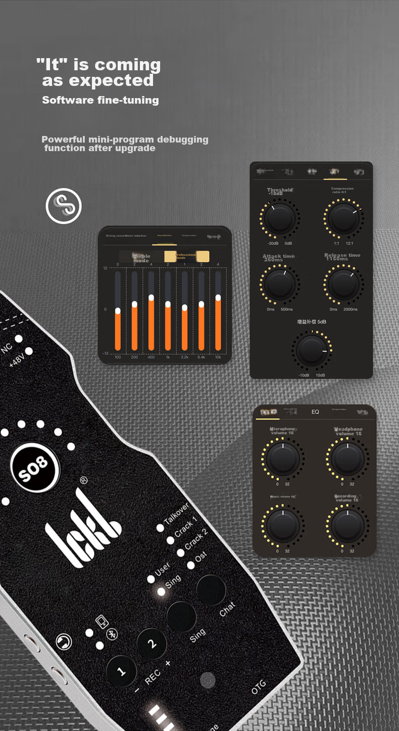 Ickb So8 Sixth Generation Sound Card Set, Mobile Phone Live Streaming, Computer Douyin Kuaishou Universal Streamer Singing, Quanmin K Song Recording, Live Streaming Equipment Complete Set, Condenser Microphone 4