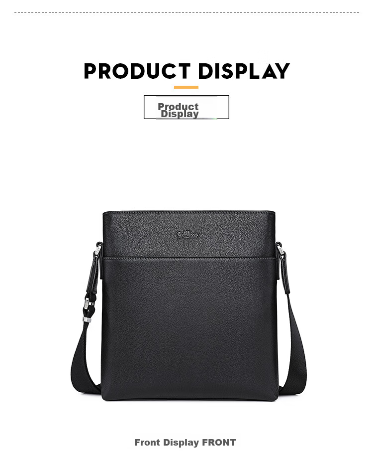 Goldlion Single-Shoulder Bag, Top-Grain Leather Crossbody Bag, Business Men's Bag, Vertical Style, Japanese Character Design, Birthday Gift 17